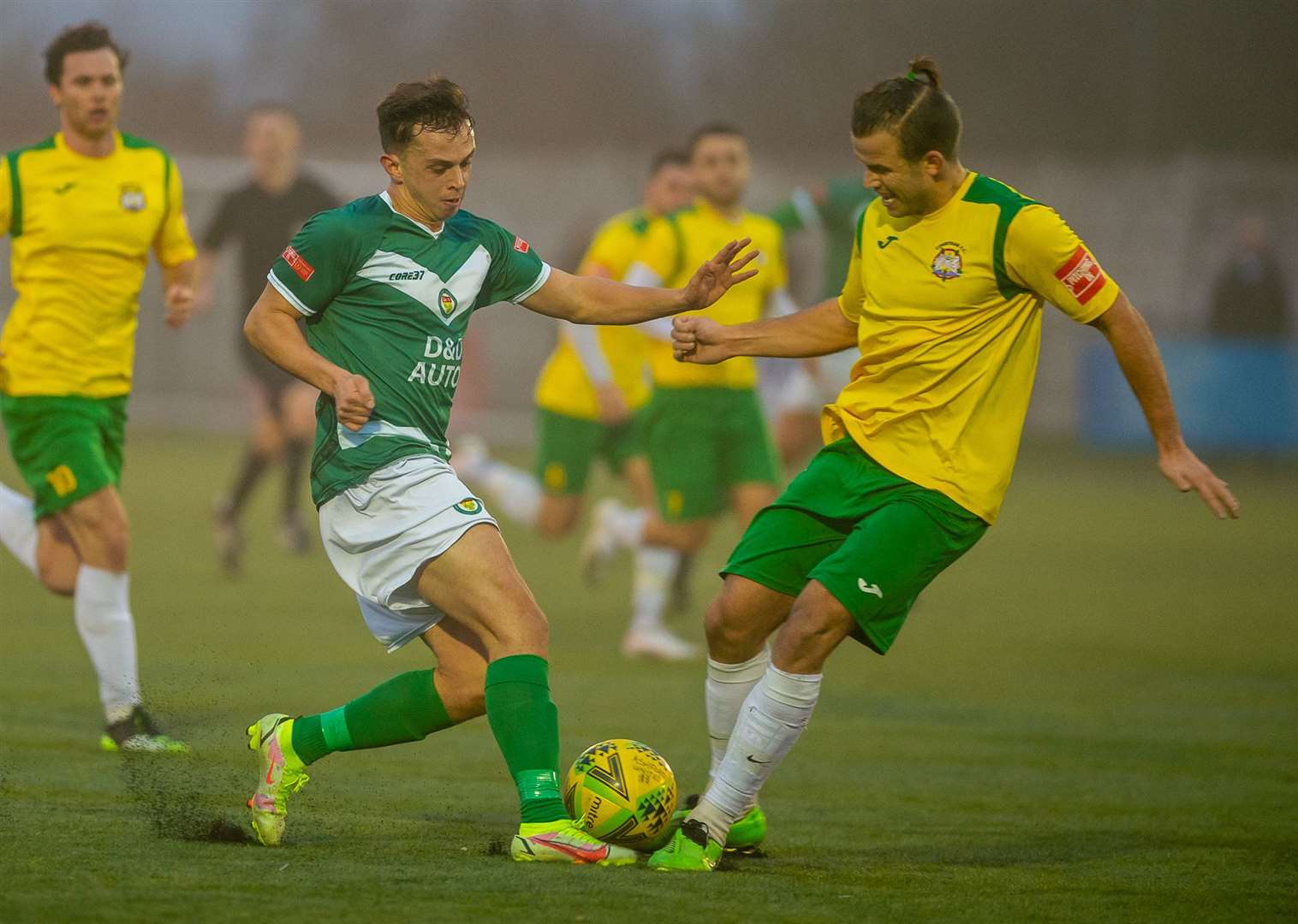 Ashford United striker Johan ter Horst opened the scoring against Corinthian Picture: Ian Scammell