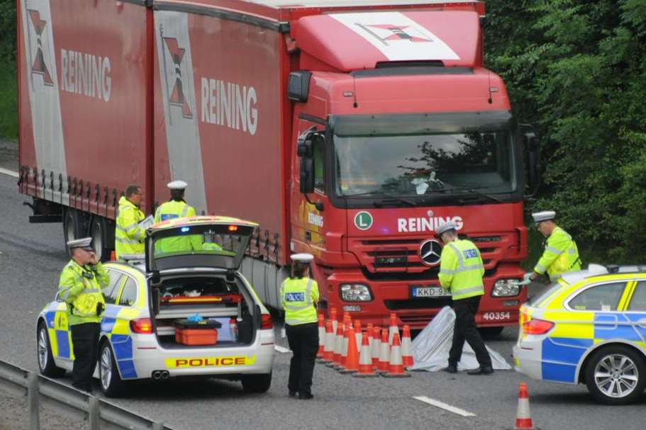 Police at the scene of the fatal crash on the A2 between Bridge and Wincheap