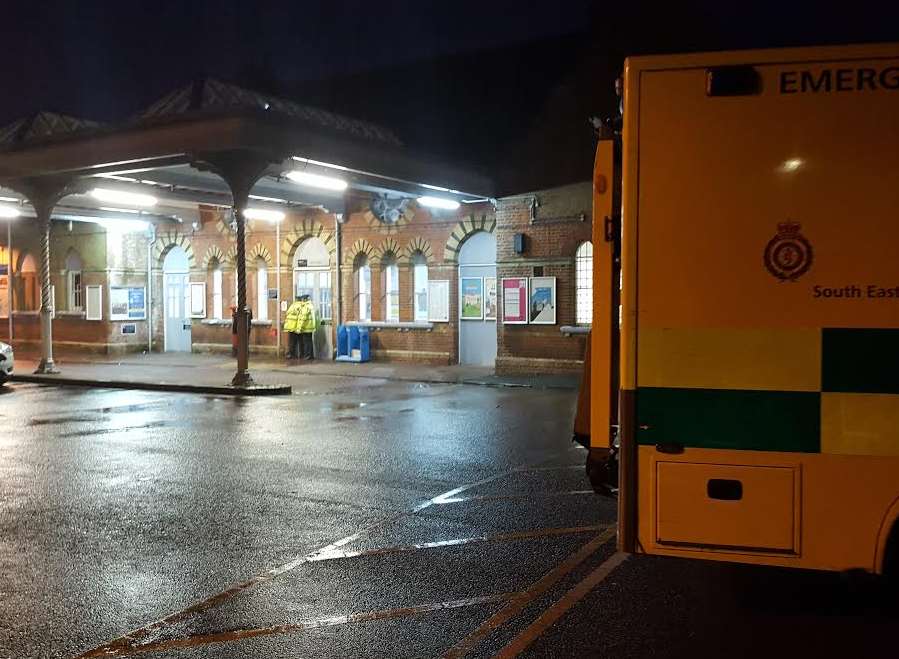 An emergency response unit outside the station