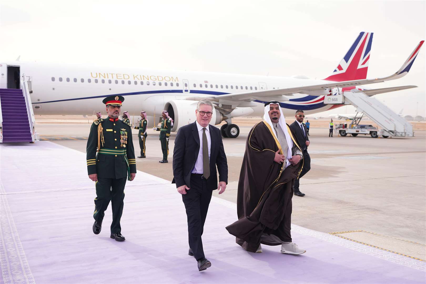 Prime Minister Sir Keir Starmer at the King Khalid International Airport as he arrived in Riyadh (Kirsty Wigglesworth/PA)