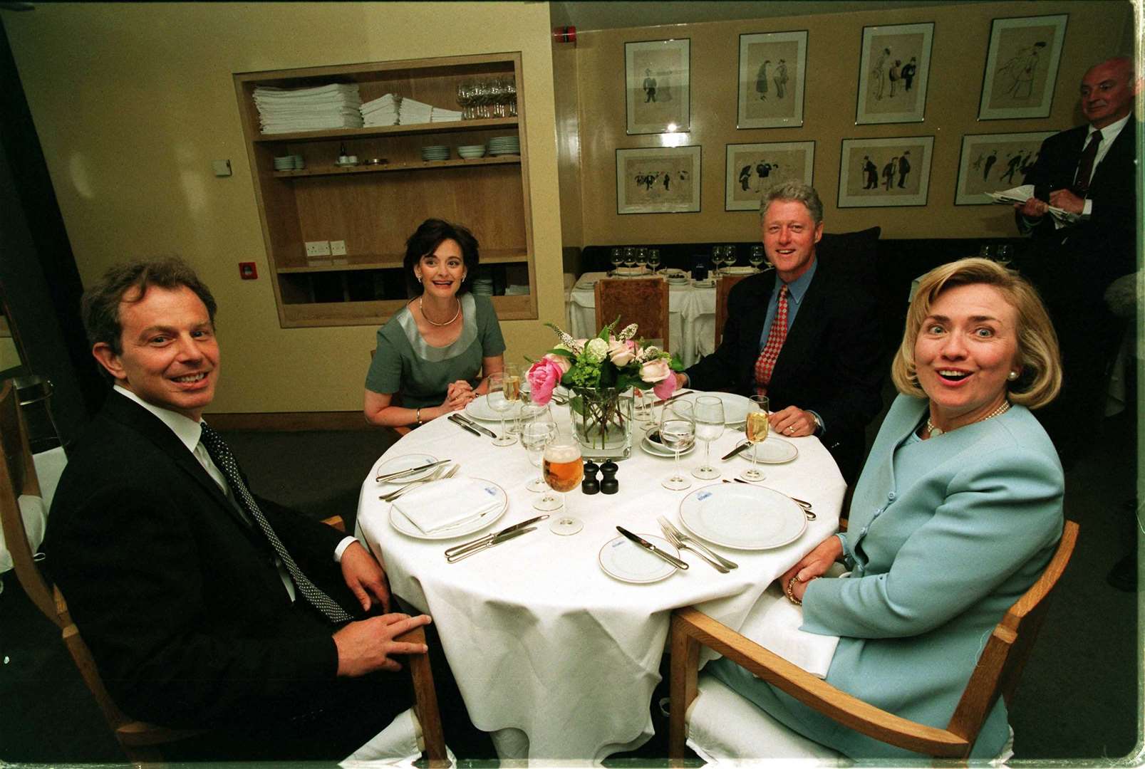 Bill Clinton and his wife Hillary were joined at Le Pont de la Tour restaurant by British Prime Minister Tony Blair and his wife Cherie (PA)