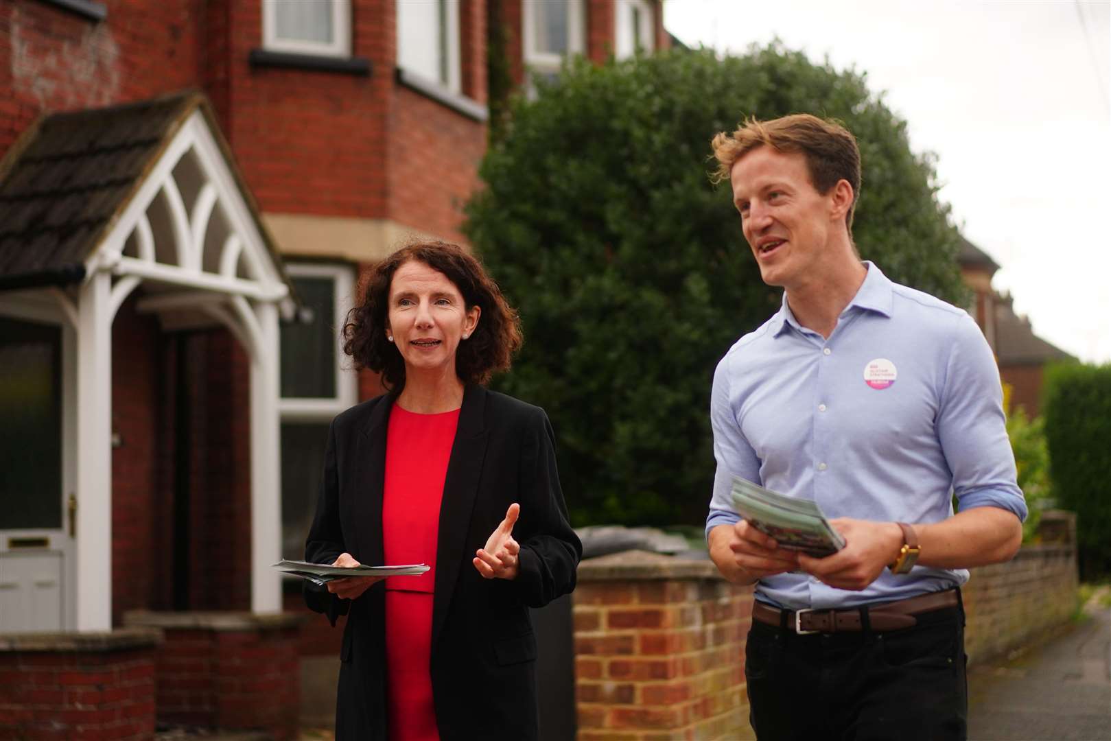 Labour Party chairwoman Anneliese Dodds with Labour’s Mid Bedfordshire by-election candidate Alistair Strathern (Victoria Jones/PA)