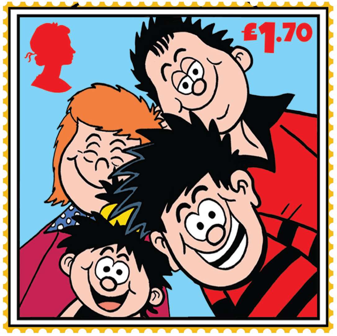 A Beano stamp was exclusively illustrated by the current Dennis artist, Nigel Parkinson (Royal Mail/PA)