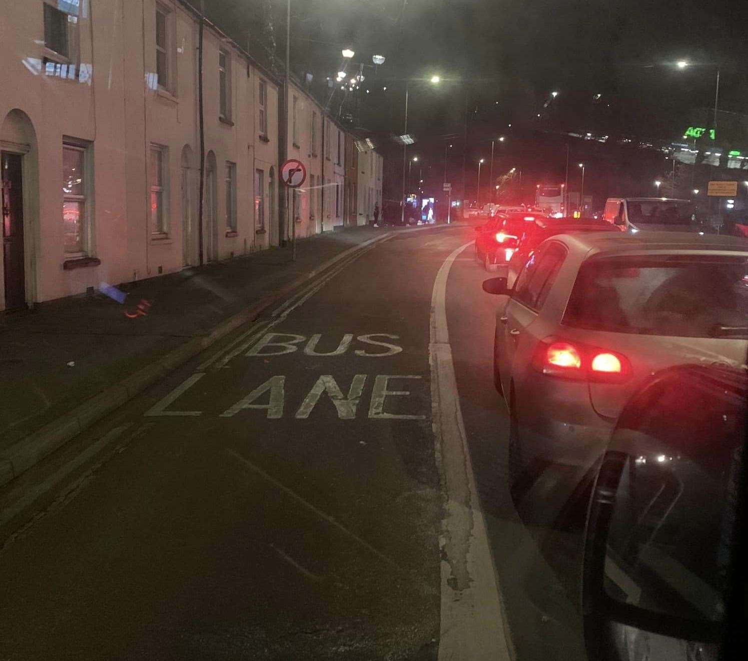 Tailbacks on the A28 Sturry Road in Canterbury. Picture: Kira Clark