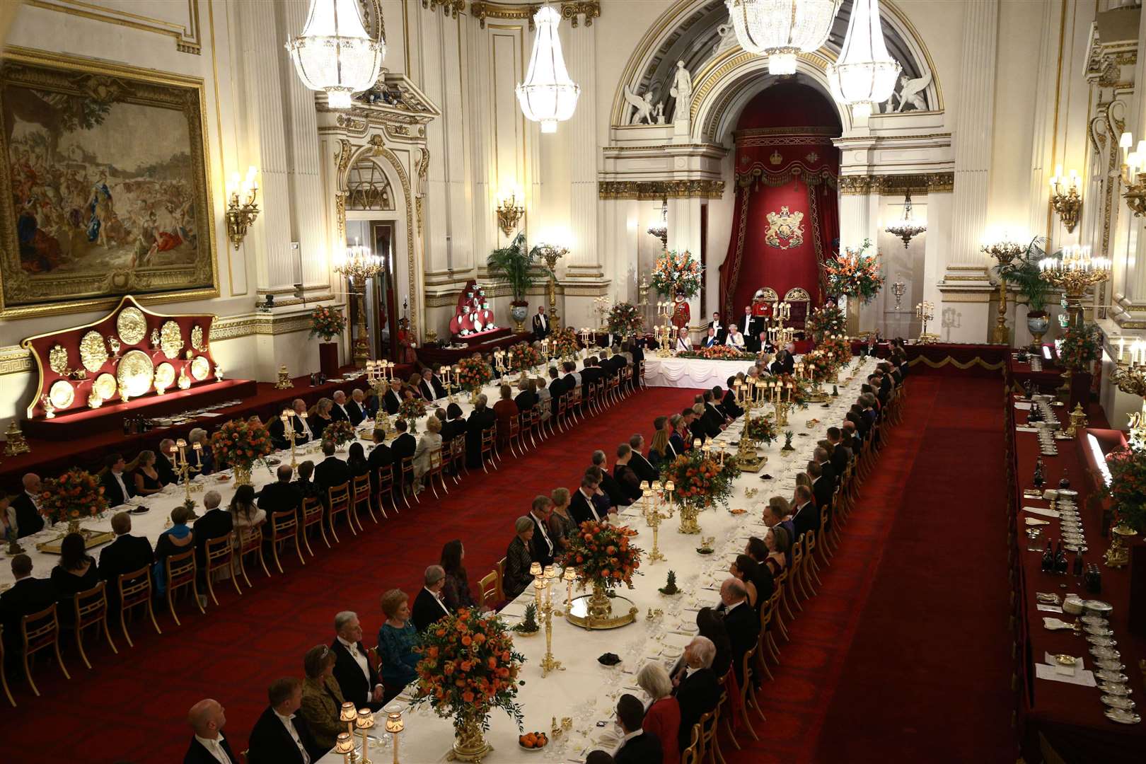 The then Queen gives a speech during a State Banquet at Buckingham Palace, London, as part of King Willem Alexander’s State Visit to the UK (Yui Mok/PA)