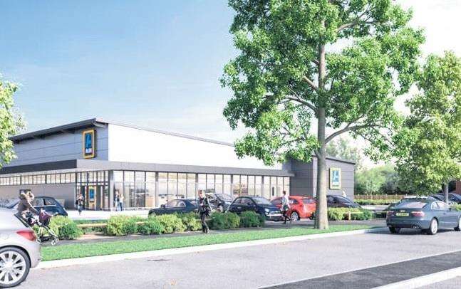 An artist's impression of the new Aldi supermarket in Dymchurch Road