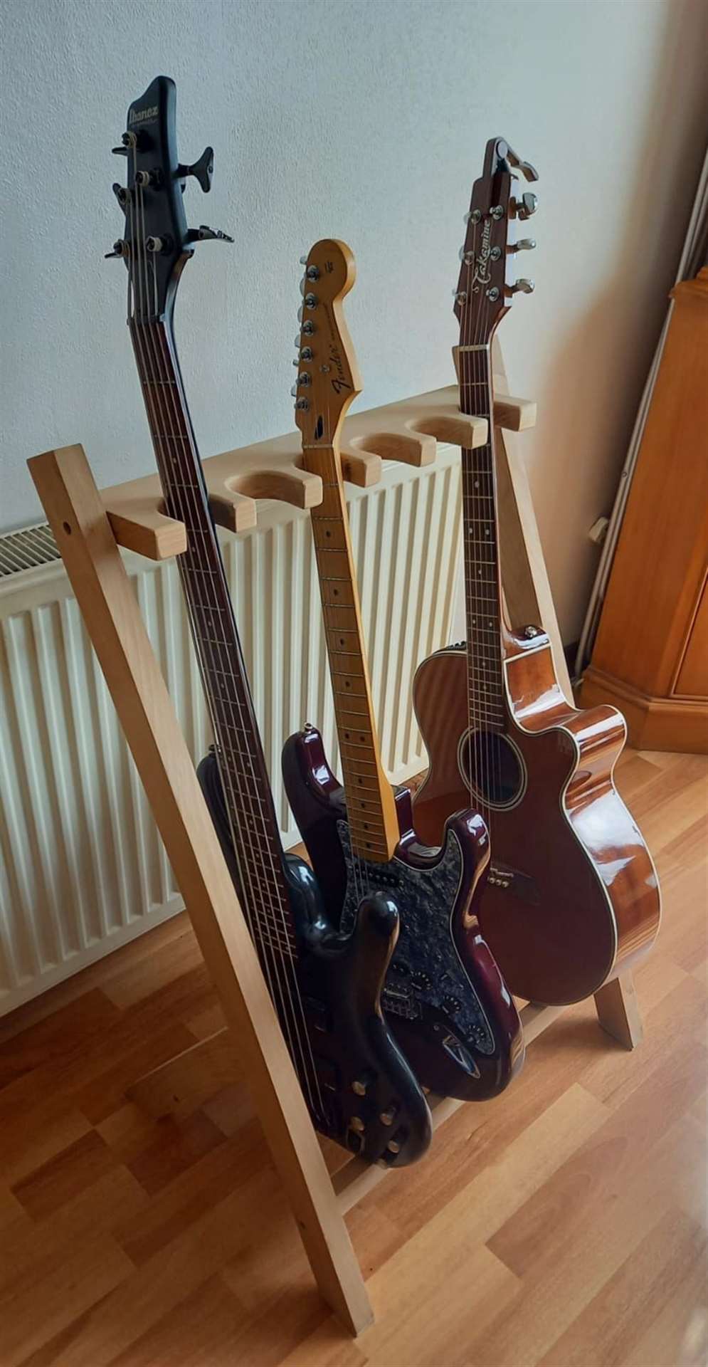 A guitar stand Mr McDonald made as a thank-you to one staff member (NHS Greater Glasgow and Clyde/PA)