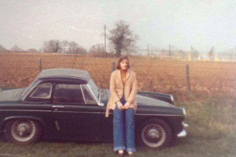 Zoe Snell with the MG Midget nearly 40 years ago