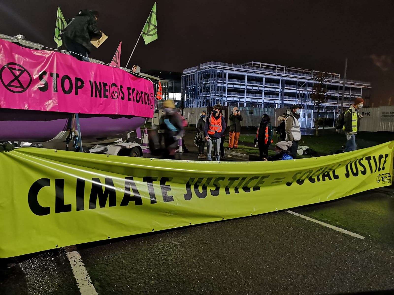 Activists at Grangemouth (Extinction Rebellion Scotland/PA)