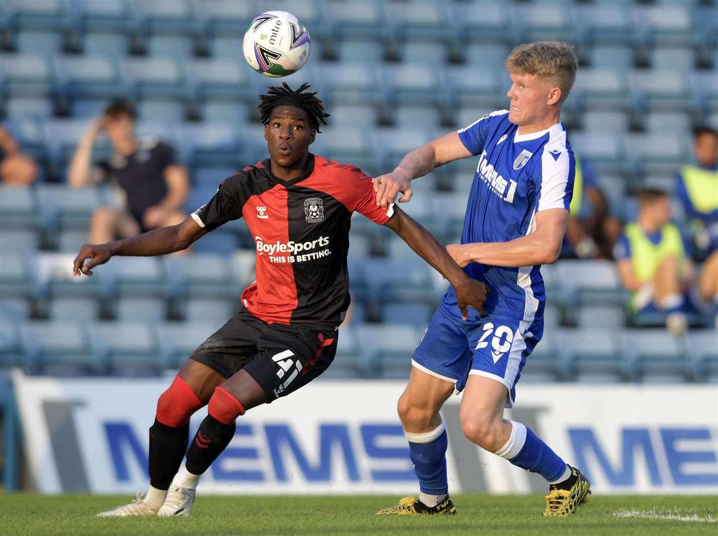 Midfielder Scott Robertson challenges for the ball during Gillingham's League Cup tie with Coventry in September. Picture: Barry Goodwin (43913580)