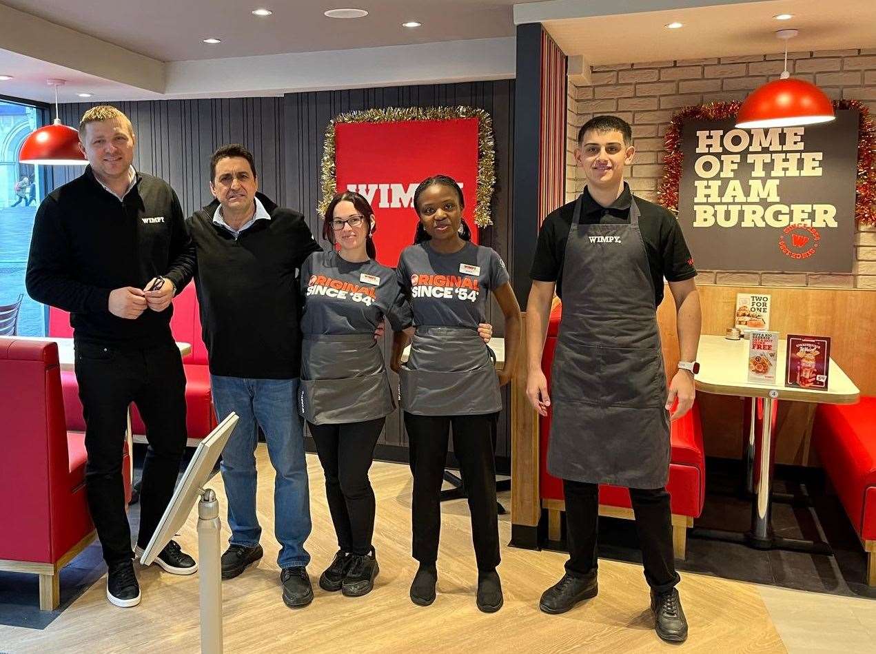 Staff at the Wimpy Maidstone which has reopened under a new franchisee