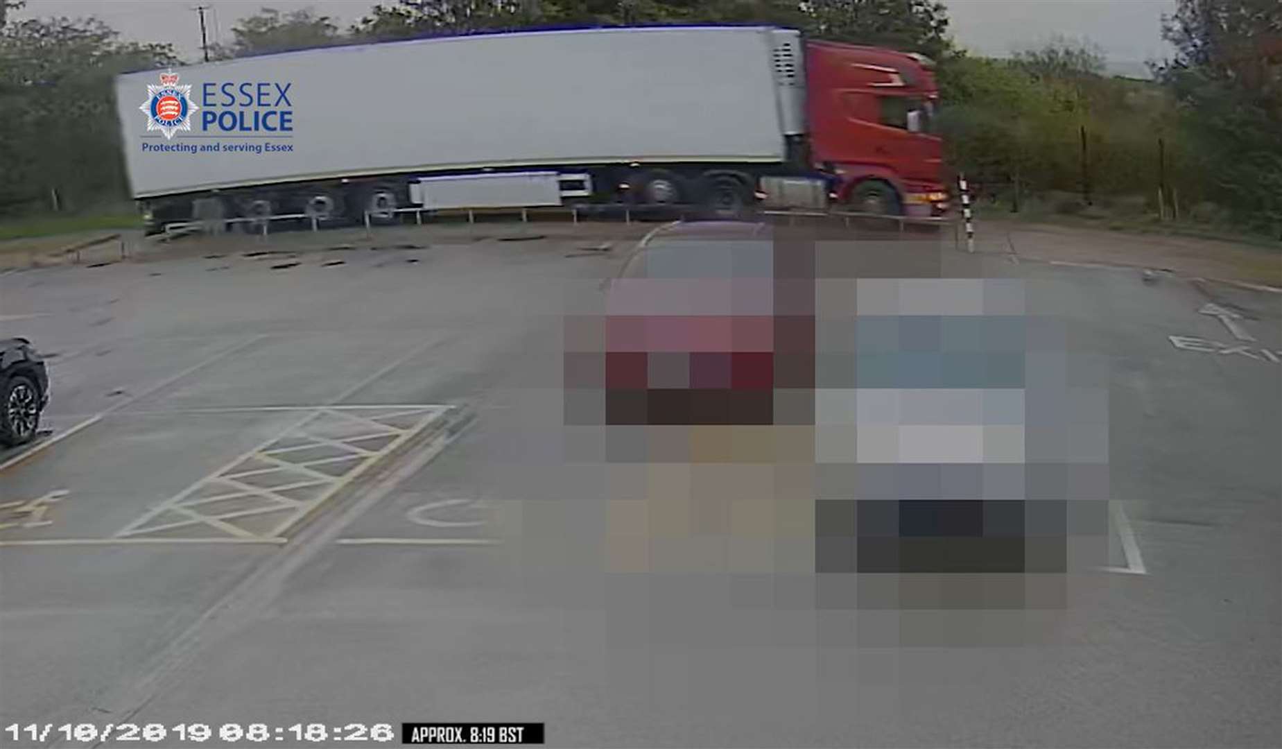 CCTV footage from Orsett Golf Club of a lorry allegedly driven by Christopher Kennedy, entering Collingwood Farm, on the morning of October 11, 2019 (Essex Police/PA)