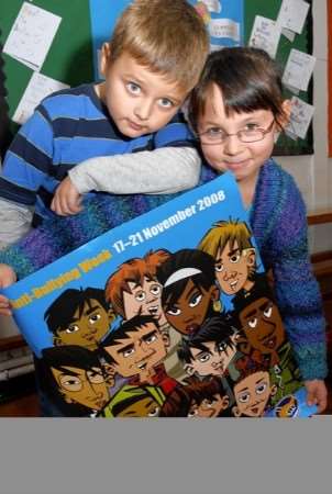 Two youngsters who took part in the anti-bullying event