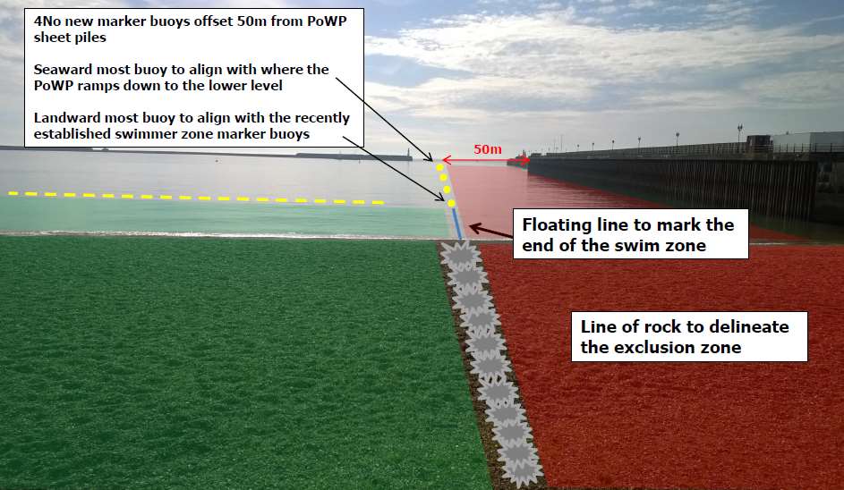 The port's diagram of where the construction boundary lies