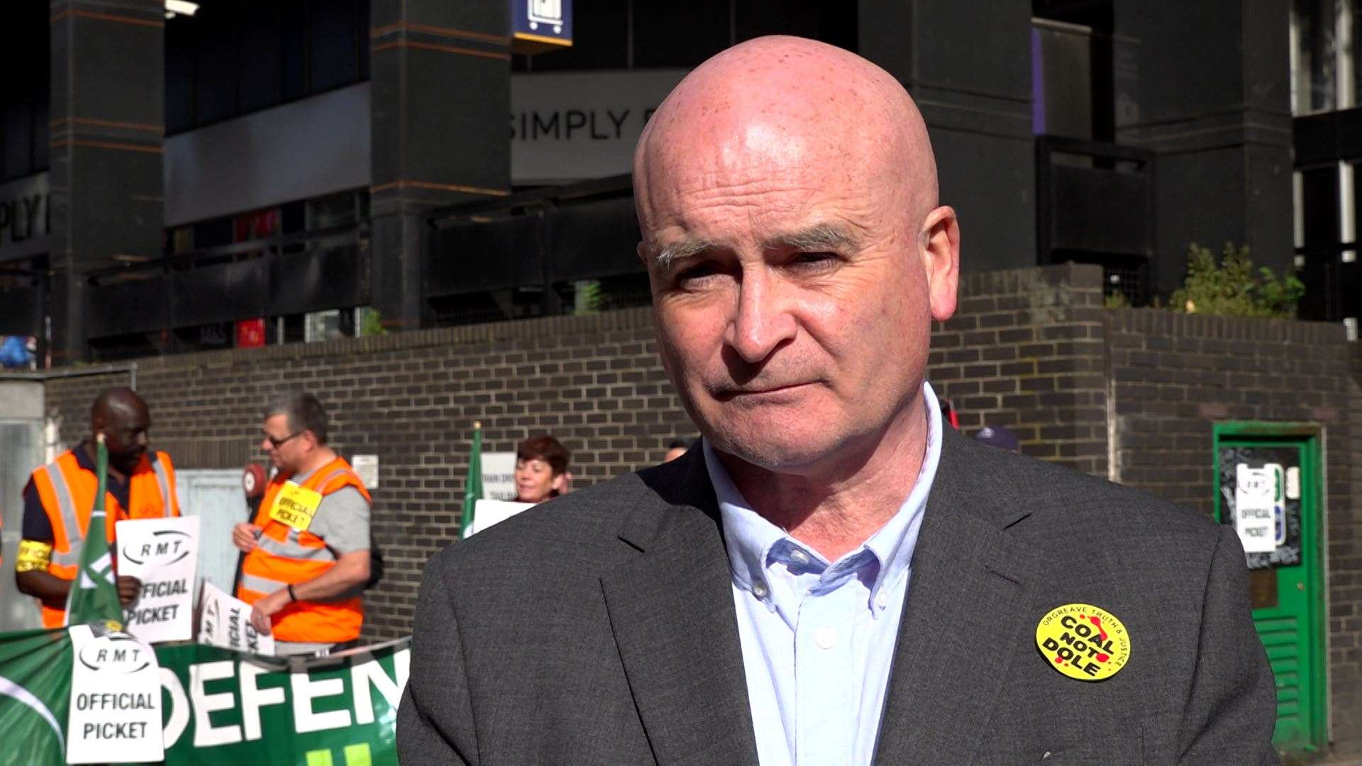 RMT general secretary, Mick Lynch, on a picket line outside outside Euston station (Sarah Collier/PA)