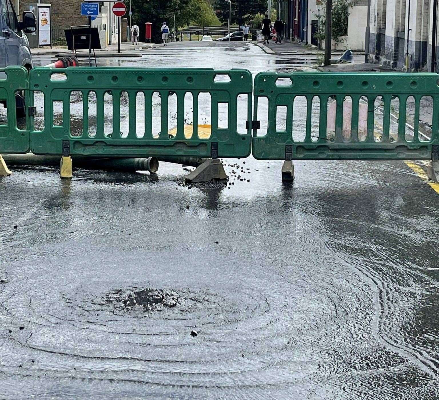 The Terrace was closed due to a burst water main. Picture: Graham Long