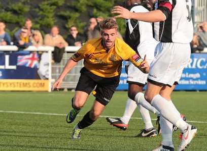 Zac Attwood wheels away after scoring Picture: Martin Apps