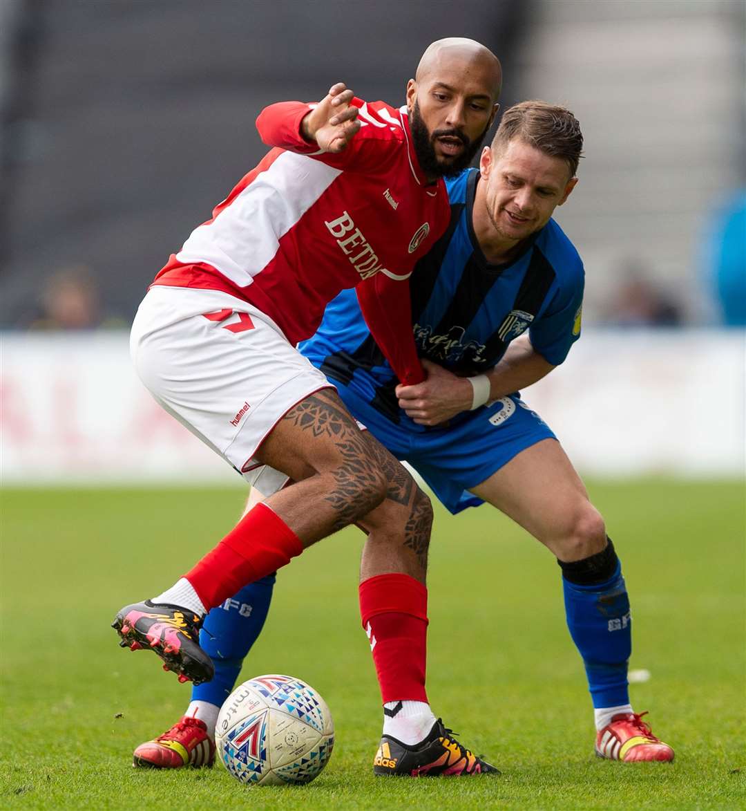 Mark Byrne challenges Charlton's Josh Parker last season Picture: Ady Kerry