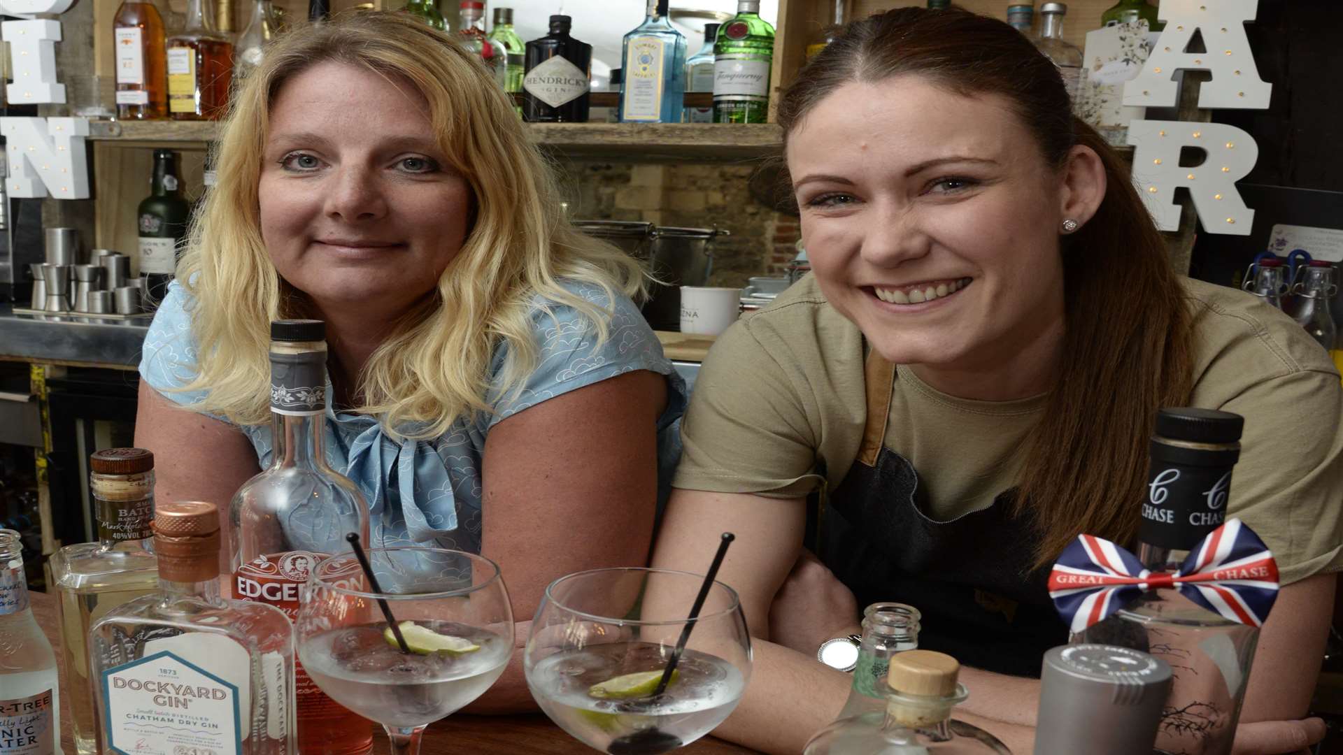 Julie Small and Laura Porter at Topes Restaurant in Rochester High Street