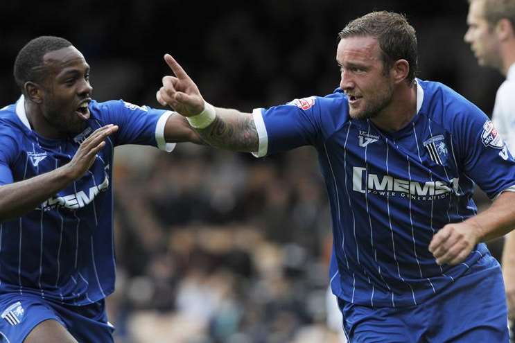 Danny Kedwell celebrates scoring against Port Vale Picture: Barry Goodwin