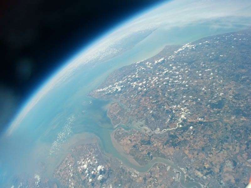 Photos taken by an £80 camera attached to the balloon show views of Kent from 100,000 feet. Picture: Robert Godfrey and Stephen McLoughlin