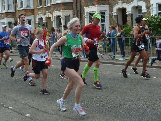 Barbara Ralph at 17 miles in the 2017 London Marathon (Family handout/PA)