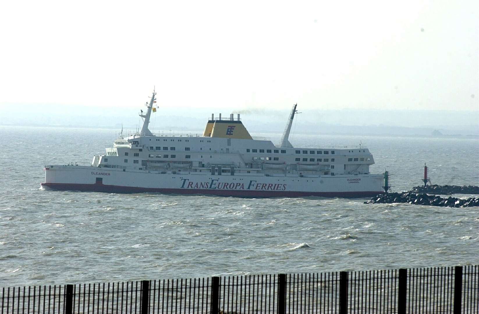 The Oleander - previously known as the Pride of Free Enterprise, the Herald's sister ship - operating for TransEuropa Ferries leaving Ramsgate Harbour in 2003