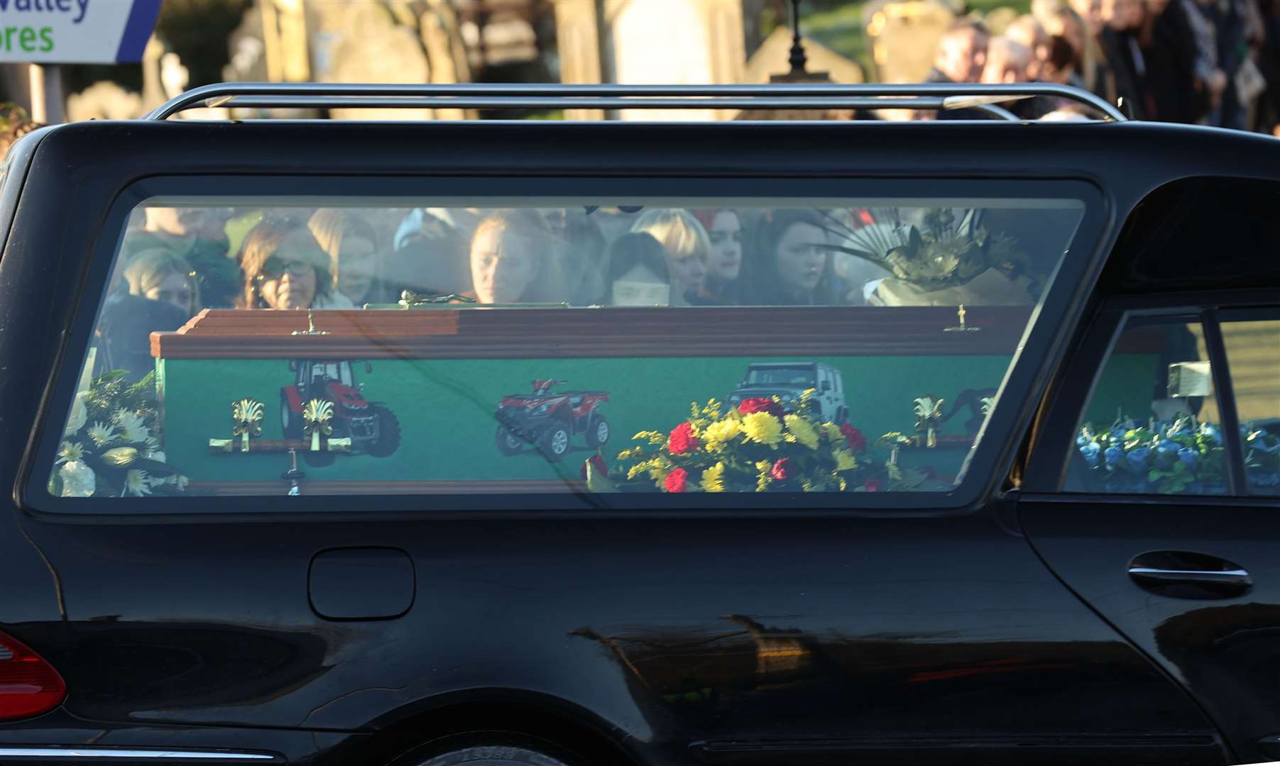 The coffin arrives at St Malachy’s Church (Liam McBurney/PA)