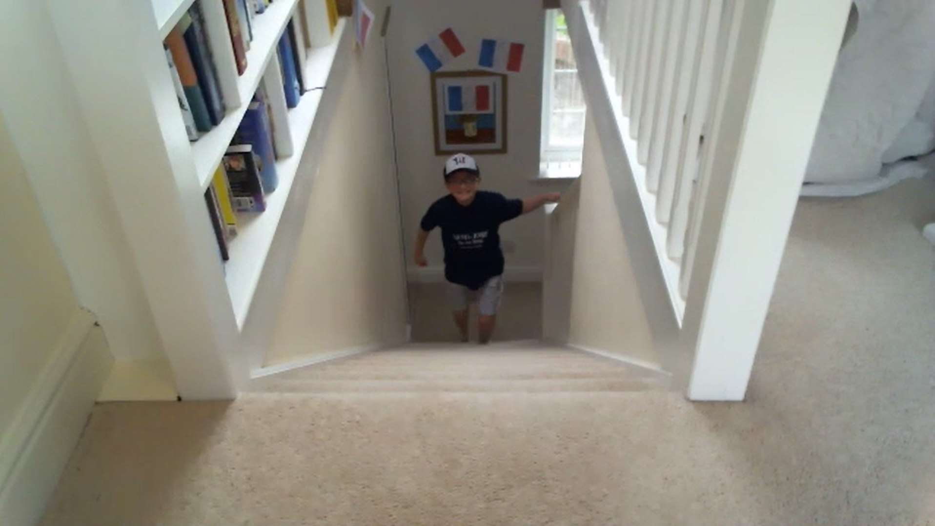 Josh completed his challenge over Zoom by climbing his stairs (Josh Hall)