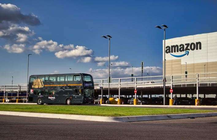Amazon has launched its own bus service Fastrack AZ to service its huge new warehouse in Dartford. Photo: WilliamjlPhotography