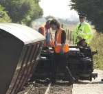 The crushed train shortly after the crash. Picture: TERRY SCOTT