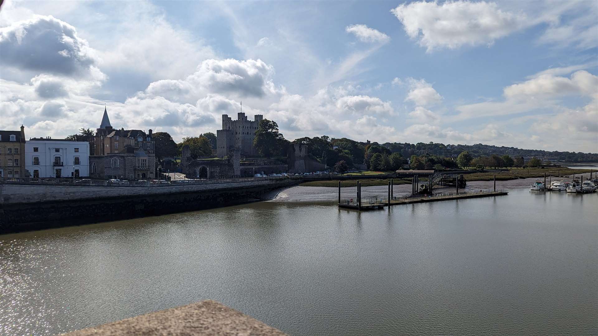 Looking towards Rochester Castle from Rochester Bridge