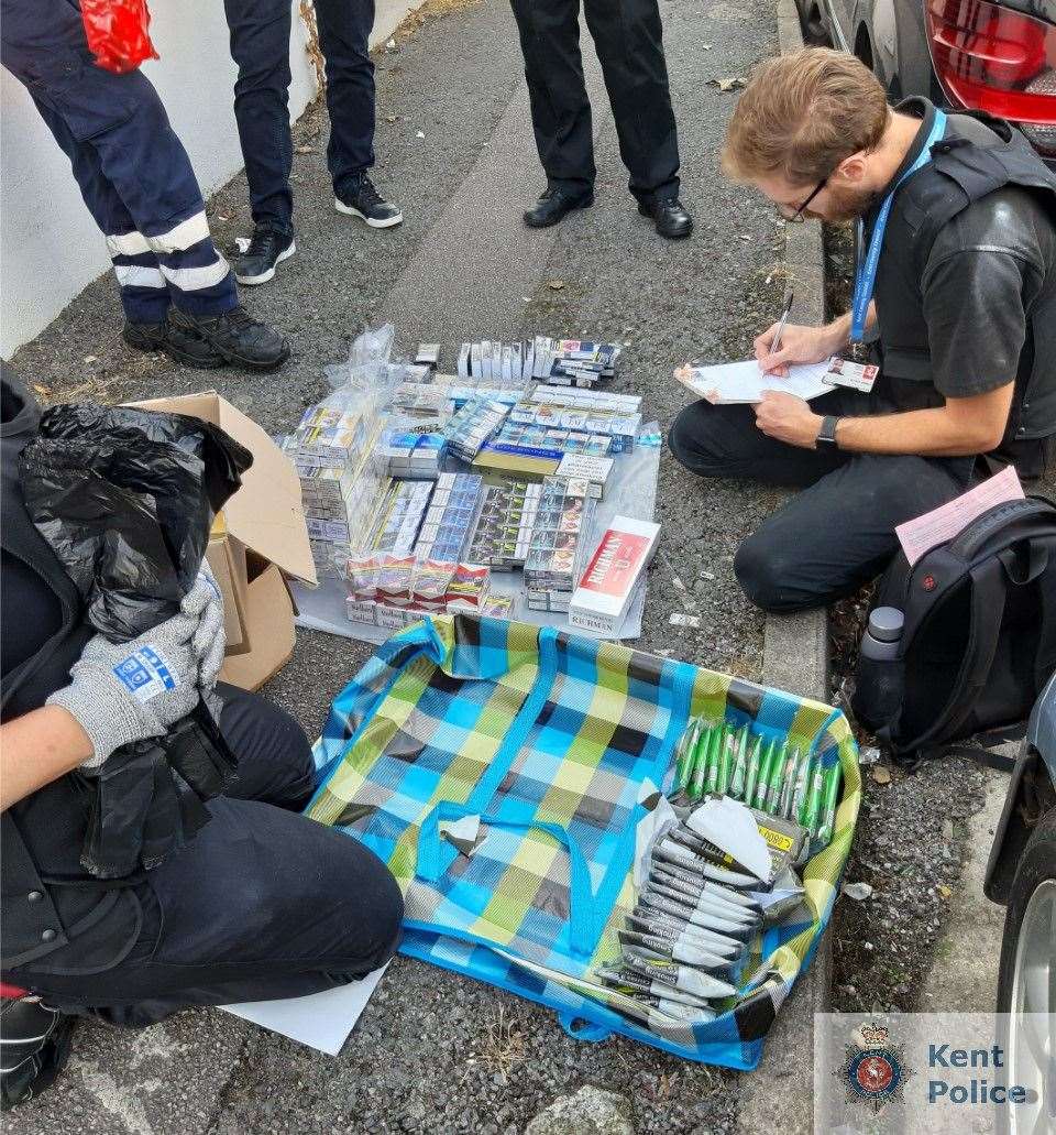 The cigarette seizure in Pelham Road South Picture: Kent Police