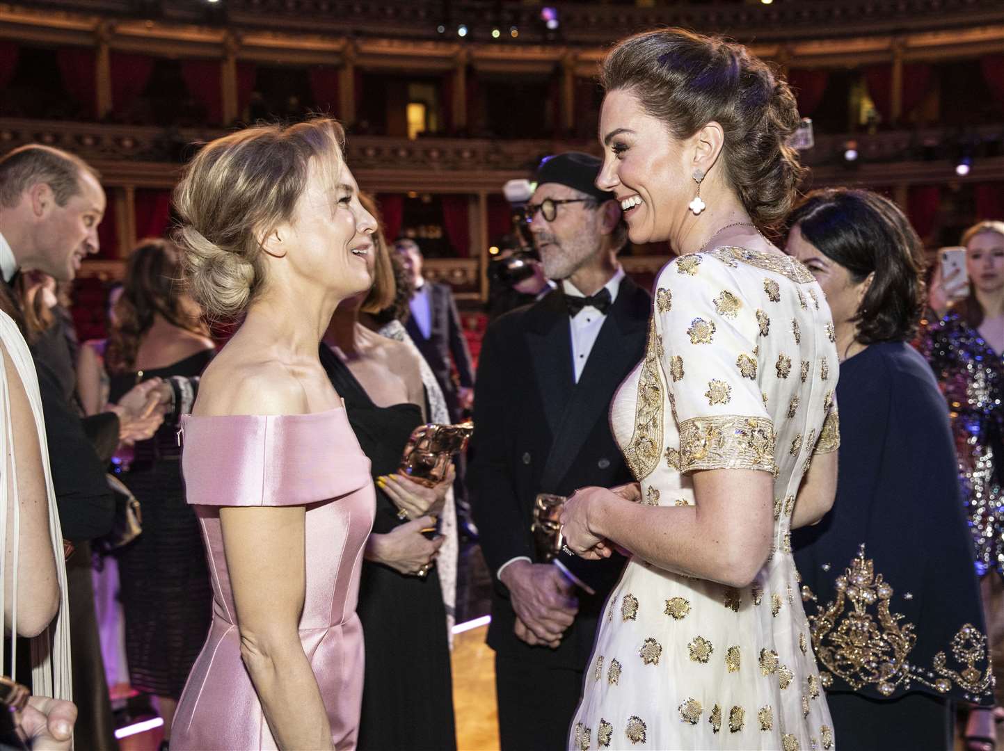 The Duchess of Cambridge brought a touch of royal glamour to the Baftas at the Royal Albert Hall in London in February, and enjoyed a laugh with award winner Renee Zellweger (Jeff Gilbert/The Daily Telegraph/PA)