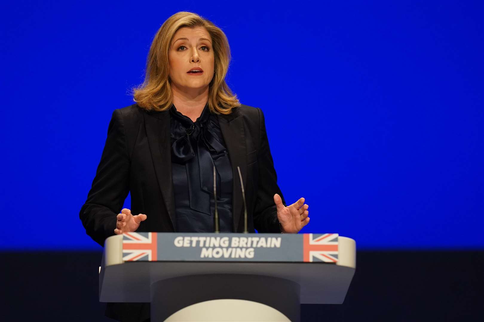 Leader of the House of Commons Penny Mordaunt during the Conservative Party annual conference at the International Convention Centre in Birmingham (Jacob King/PA)