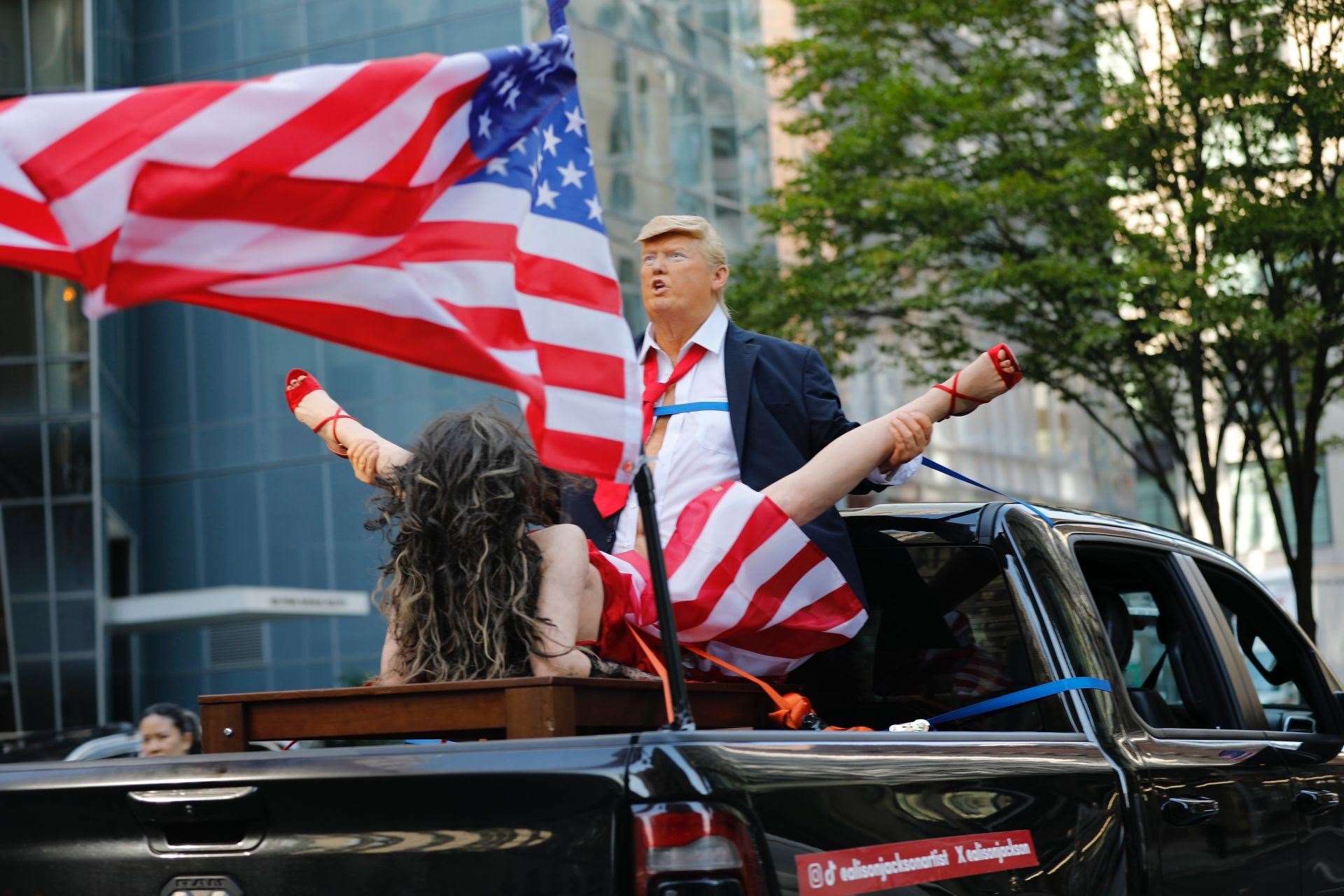 A British artist created a hyper-realistic sculpture of Donald Trump and displayed it across New York City (Alison Jackson/PA)