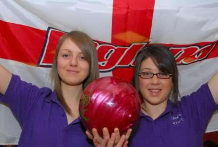 Kirsty Belchem, left, and Chelsie Pyle celebrate their England call-ups