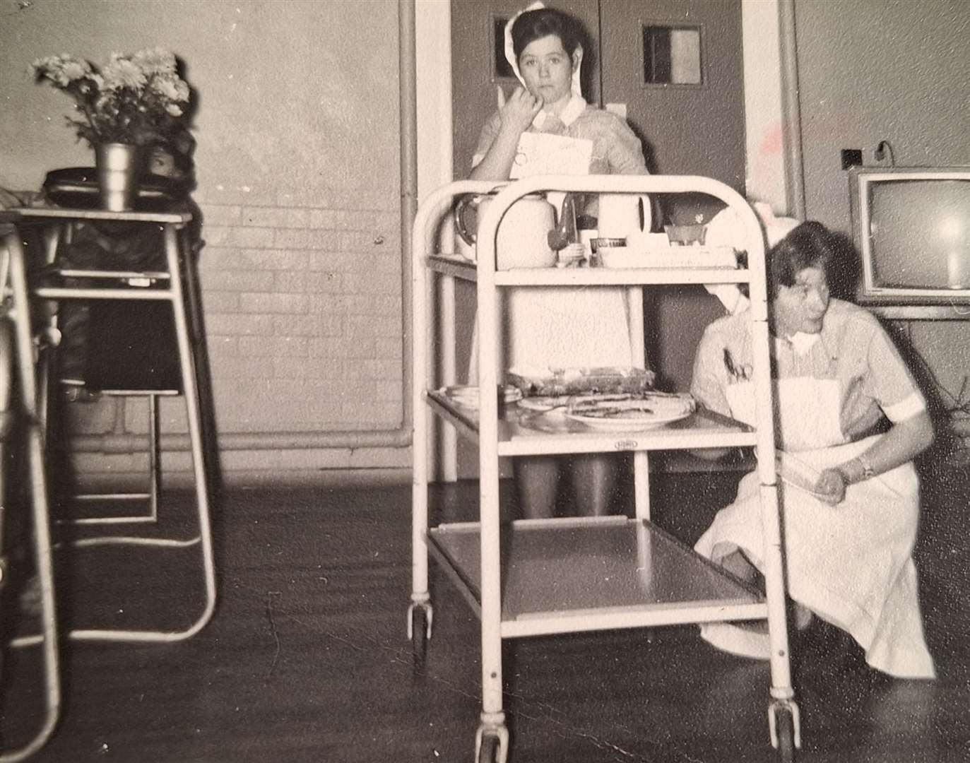 Marcella Warburton, centre, working on the wards