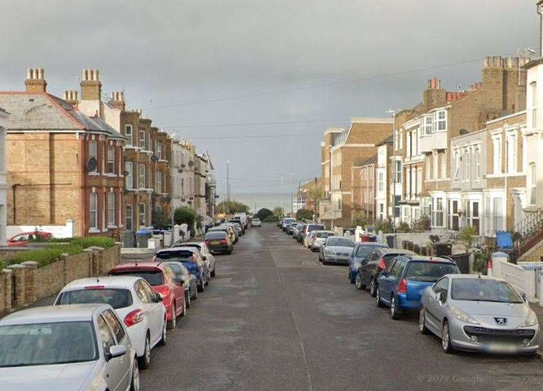 A man was taken to hospital after a car crashed into a police vehicle in Sweyn Road, Cliftonville. Picture: Google