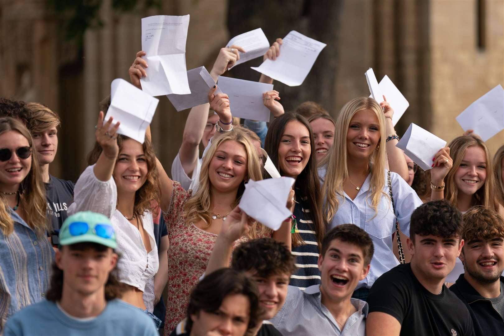 There were big celebrations at Norwich School in Norfolk (Joe Giddens/PA)