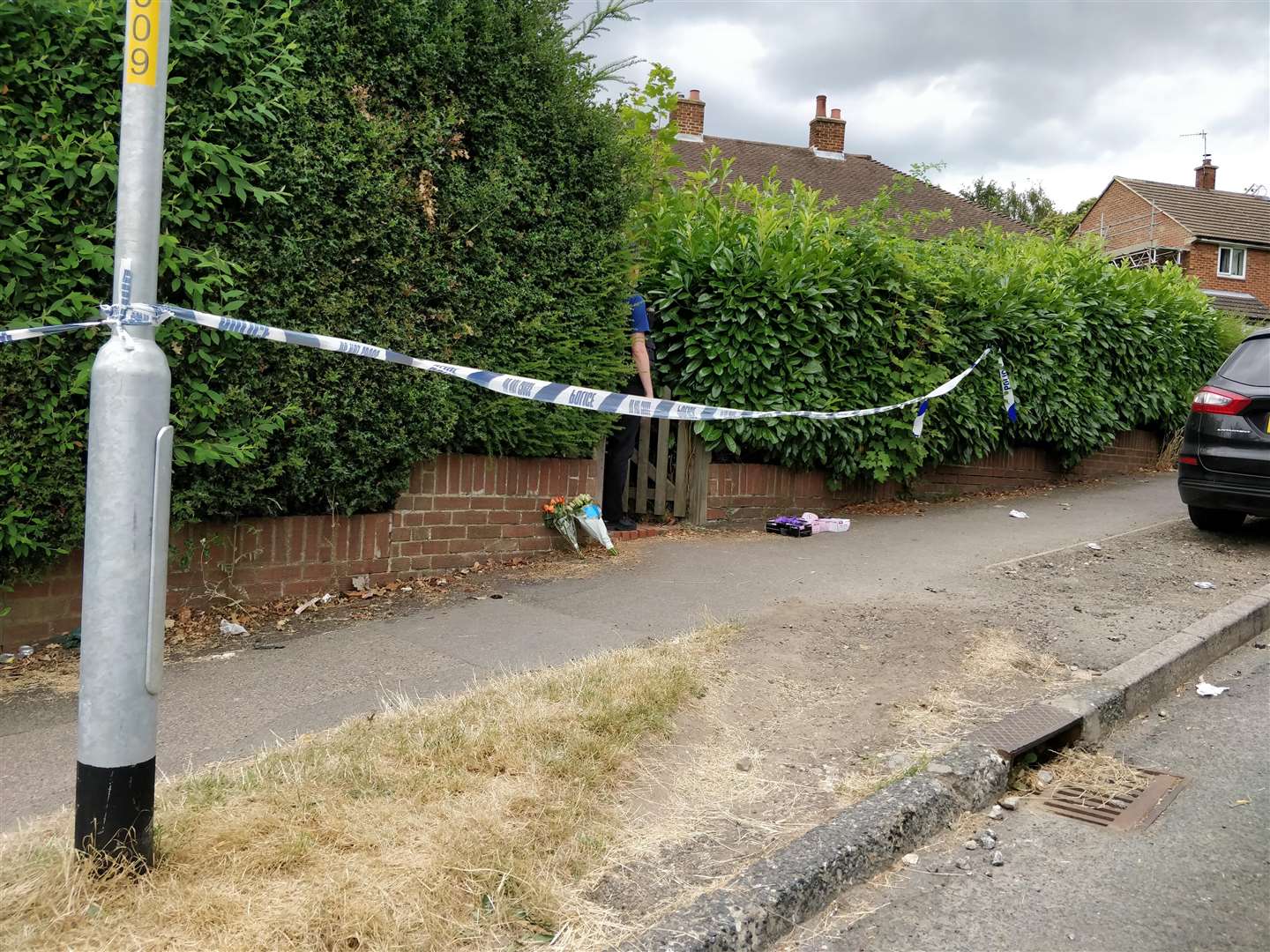 Flowers at the scene in Sherwood Road Tunbridge Wells.