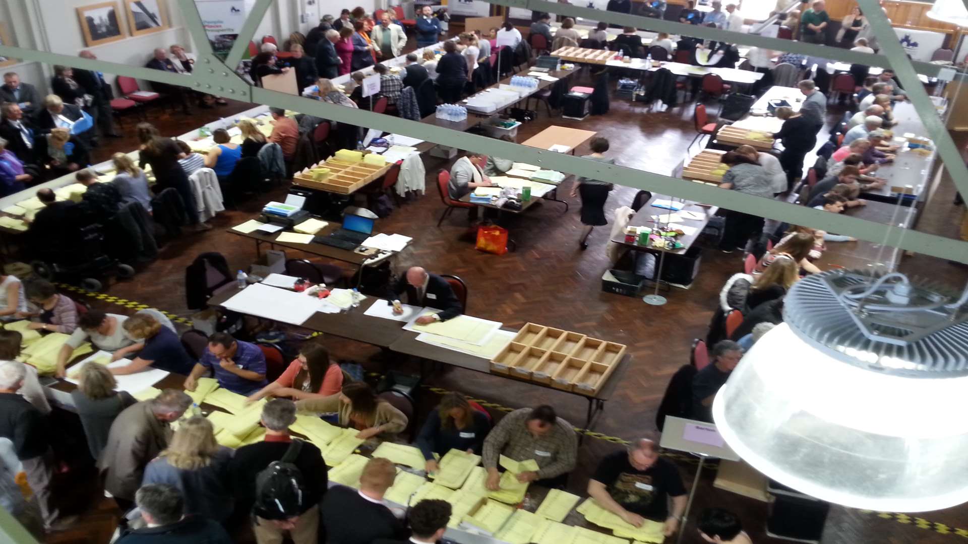 The city council election count at the Westgate Hall