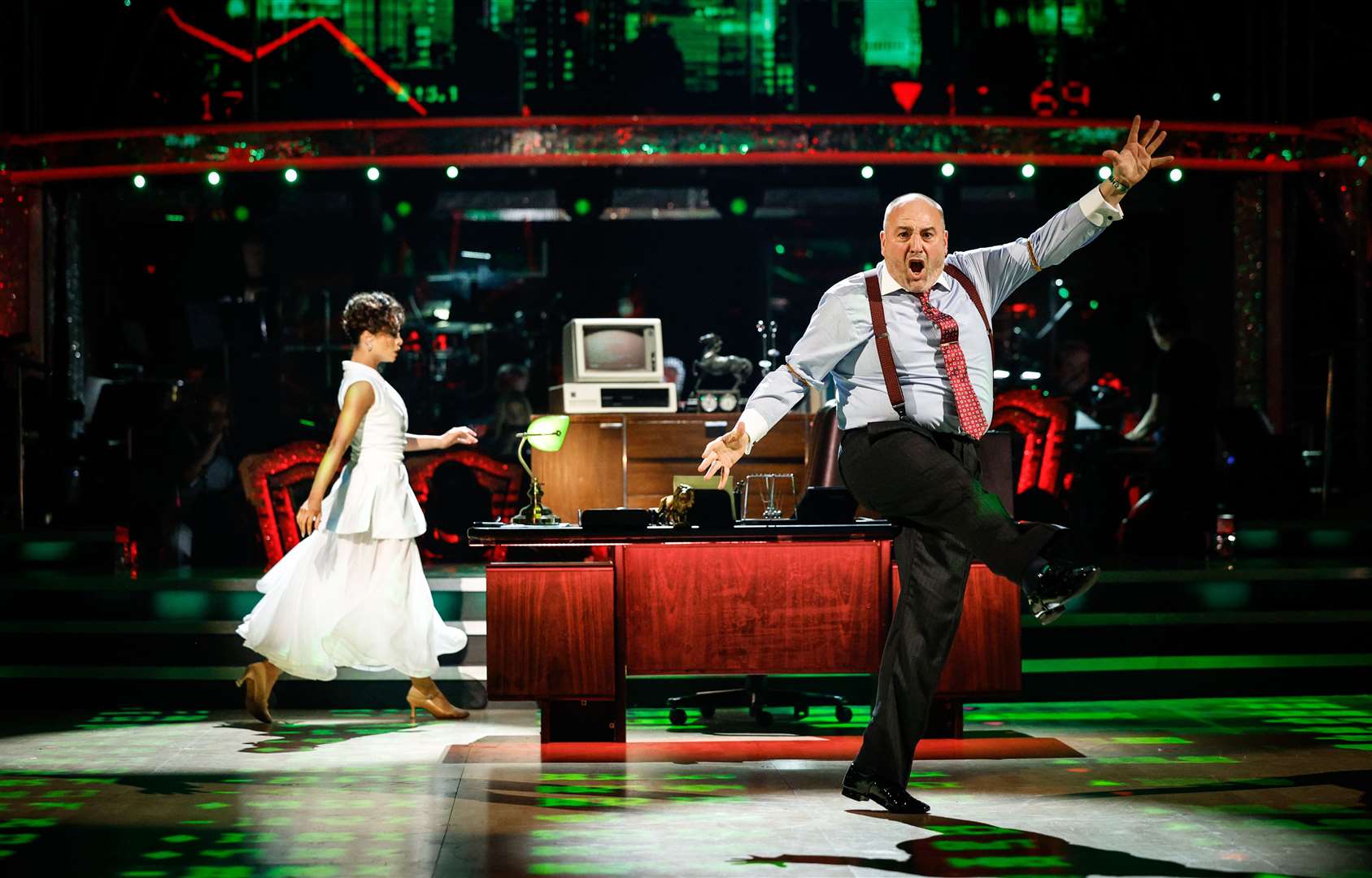 Wynne Evans and Katya Jones during the dress rehearsal for Saturday’s Strictly Come Dancing show (Guy Levy/BBC/PA)