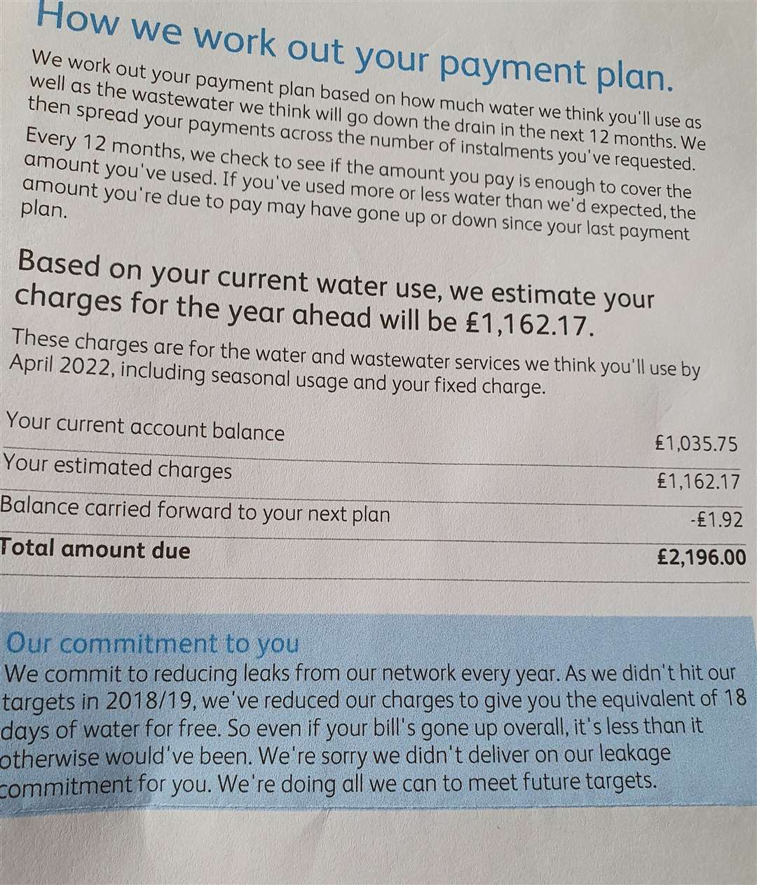 Thames water deals payment