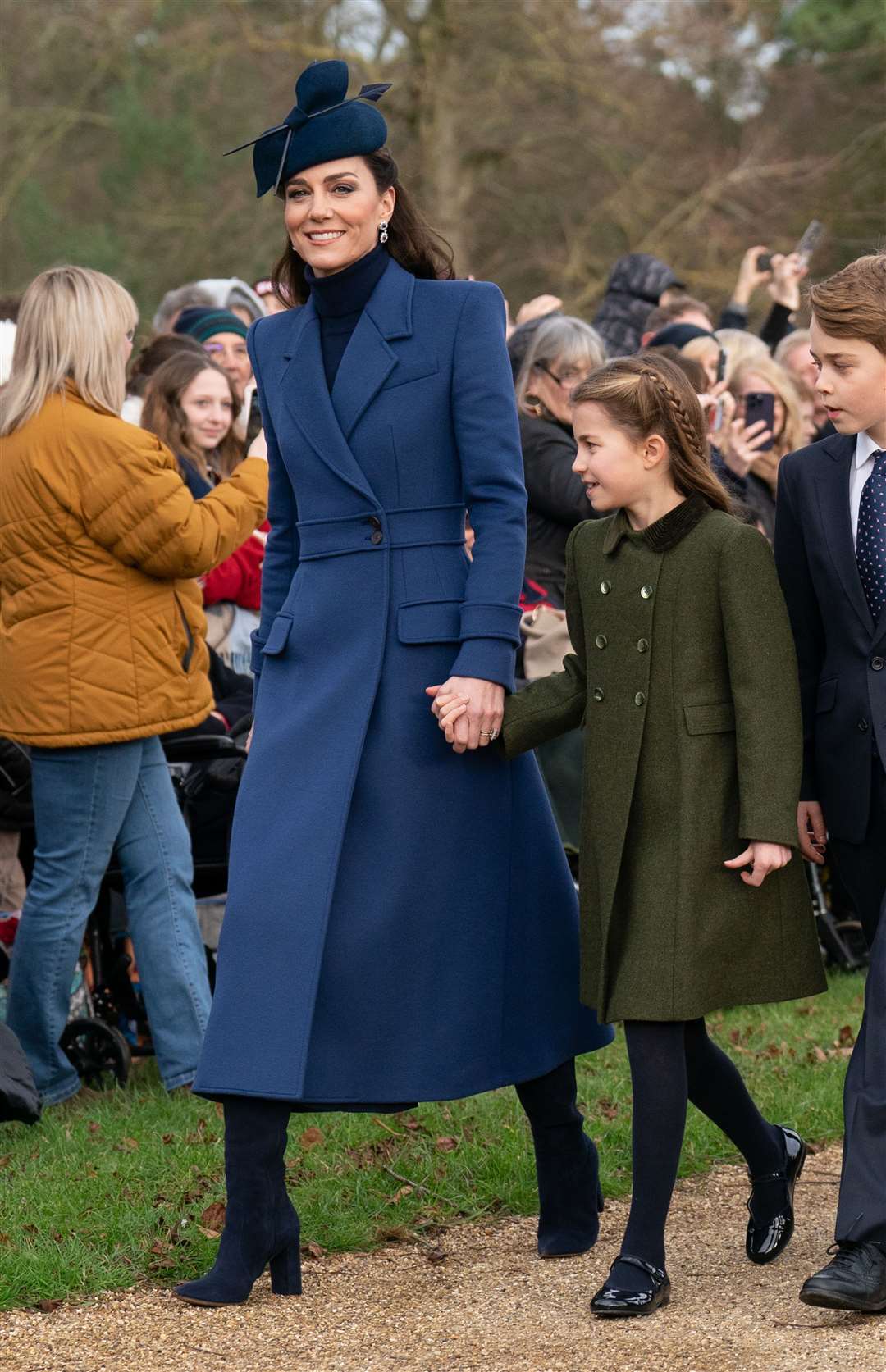 The Princess of Wales and Princess Charlotte attending the Christmas Day morning church service at St Mary Magdalene Church (Joe Giddens/PA)