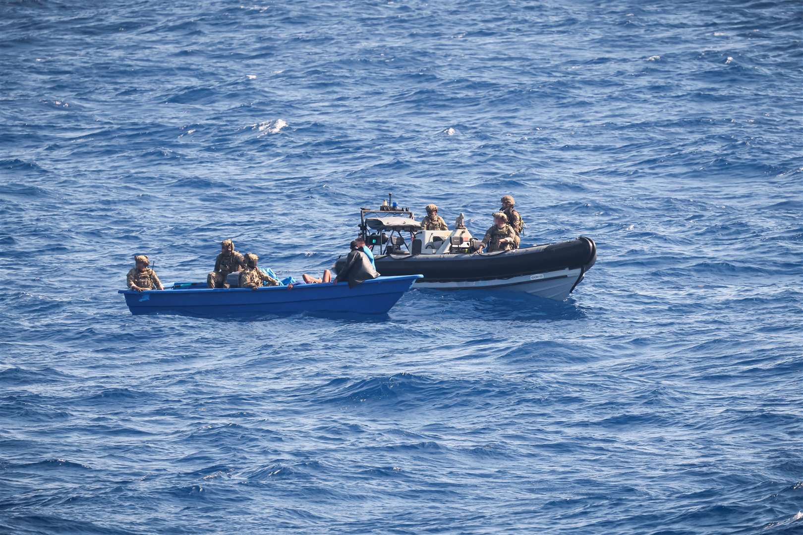 The smugglers threw their cargo overboard in a failed attempt to avoid all the contraband from being captured (LPhot Matt Bradley/Royal Navy/Crown Copyright 2024/PA)