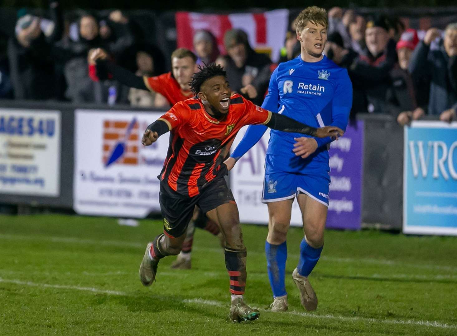 What a moment for Henry Sinai after doubling Sittingbourne's lead. Picture: Ian Scammell