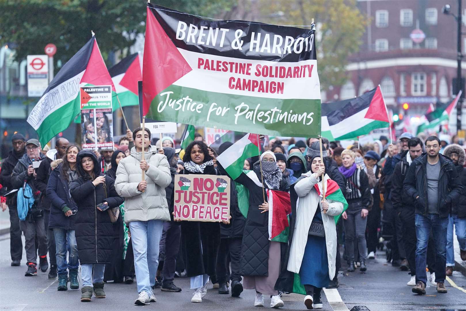 People demonstrate in Camden during a Palestine Day of Action demonstration (Stefan Rousseau/PA)