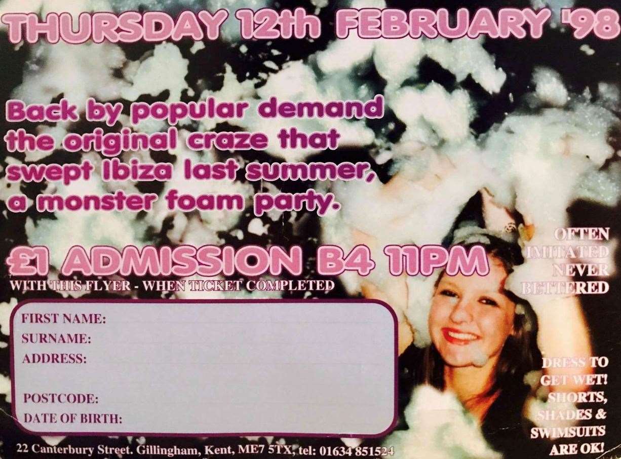 A foam party flyer from over 20 years ago at what was last known as Moo Moo. Pic Ross Hutchinson