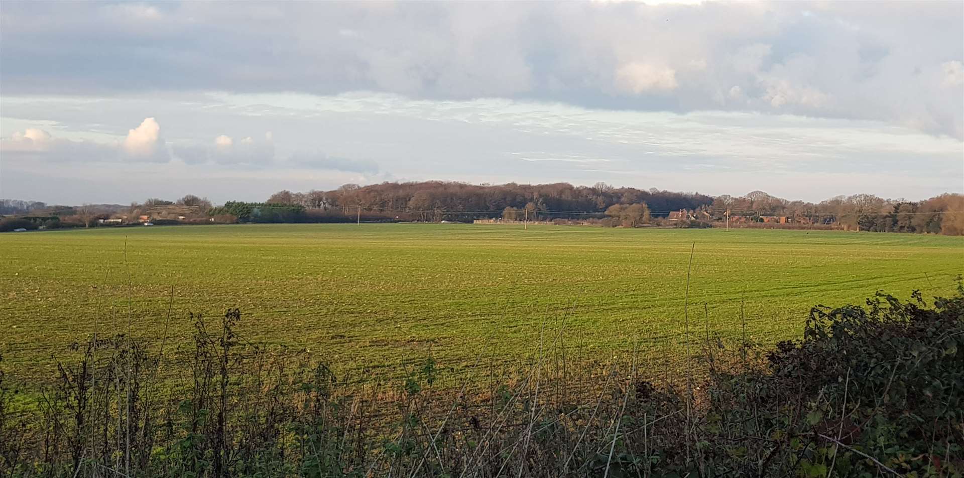 Part of the land at Lidsing marked up for a 2,000 home garden village